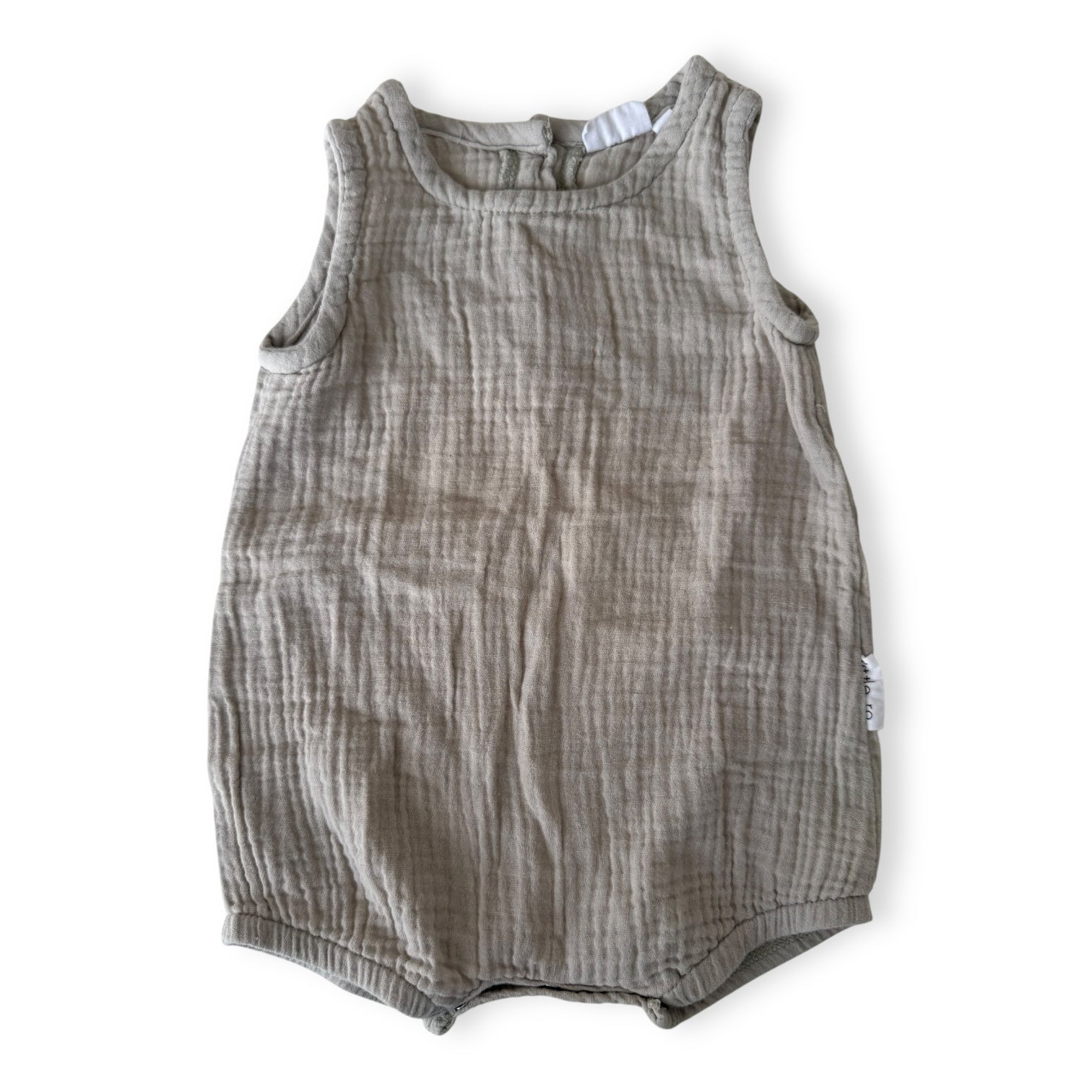 Grey Muslin Romper - 3-6m - Little Ro