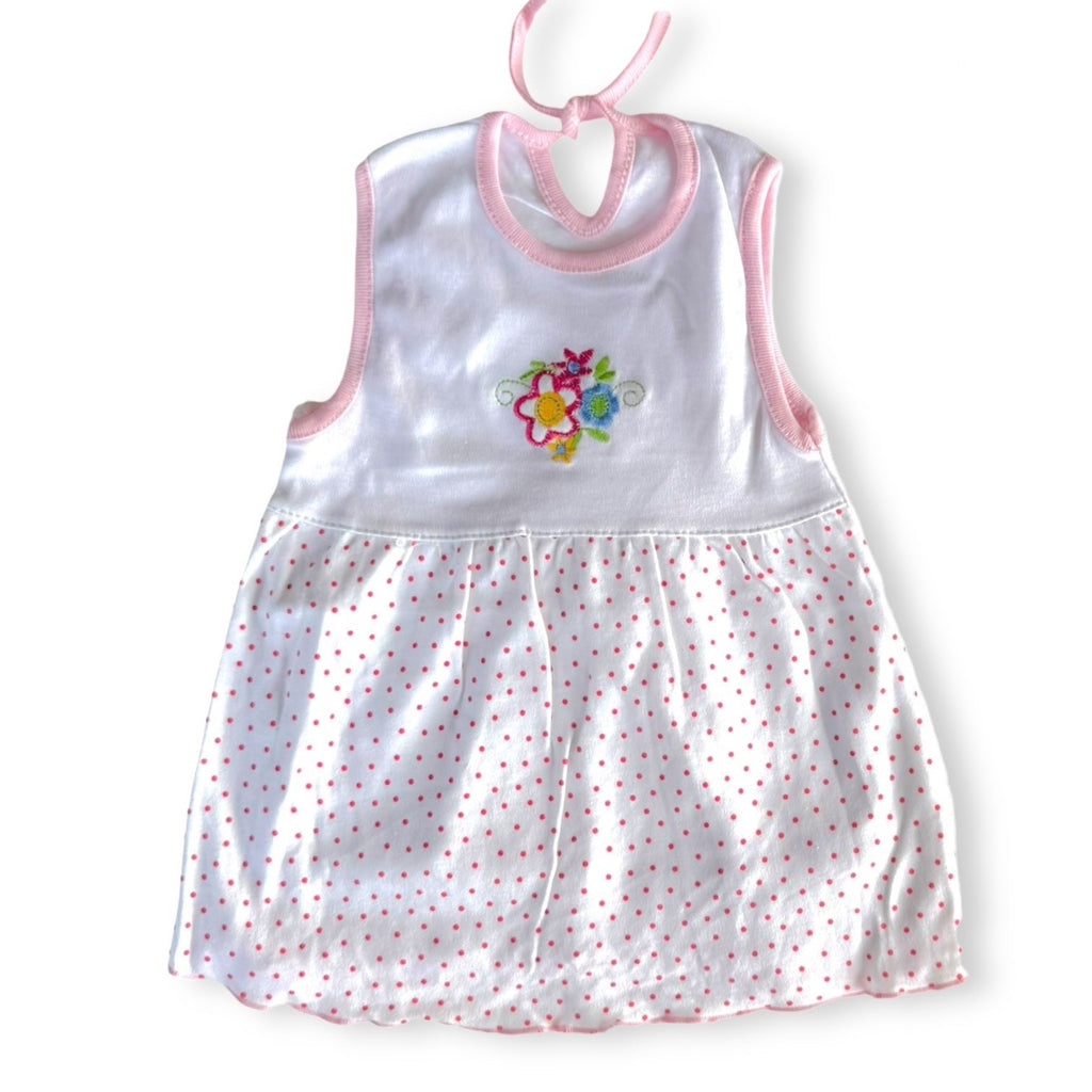Vintage Look Summer Dress Big Flowers/dots - 6-9m