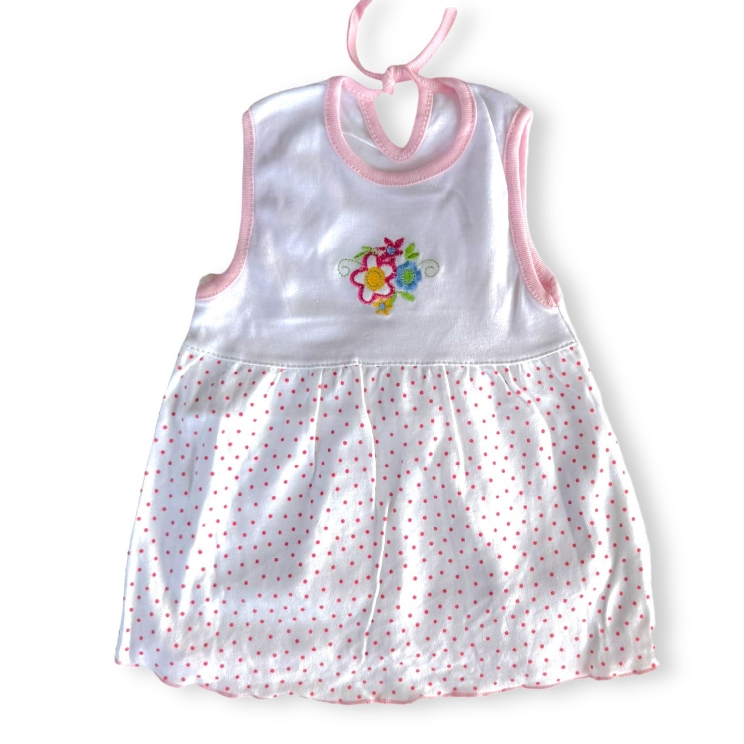 Vintage Look Summer Dress Big Flowers/dots - 6-9m