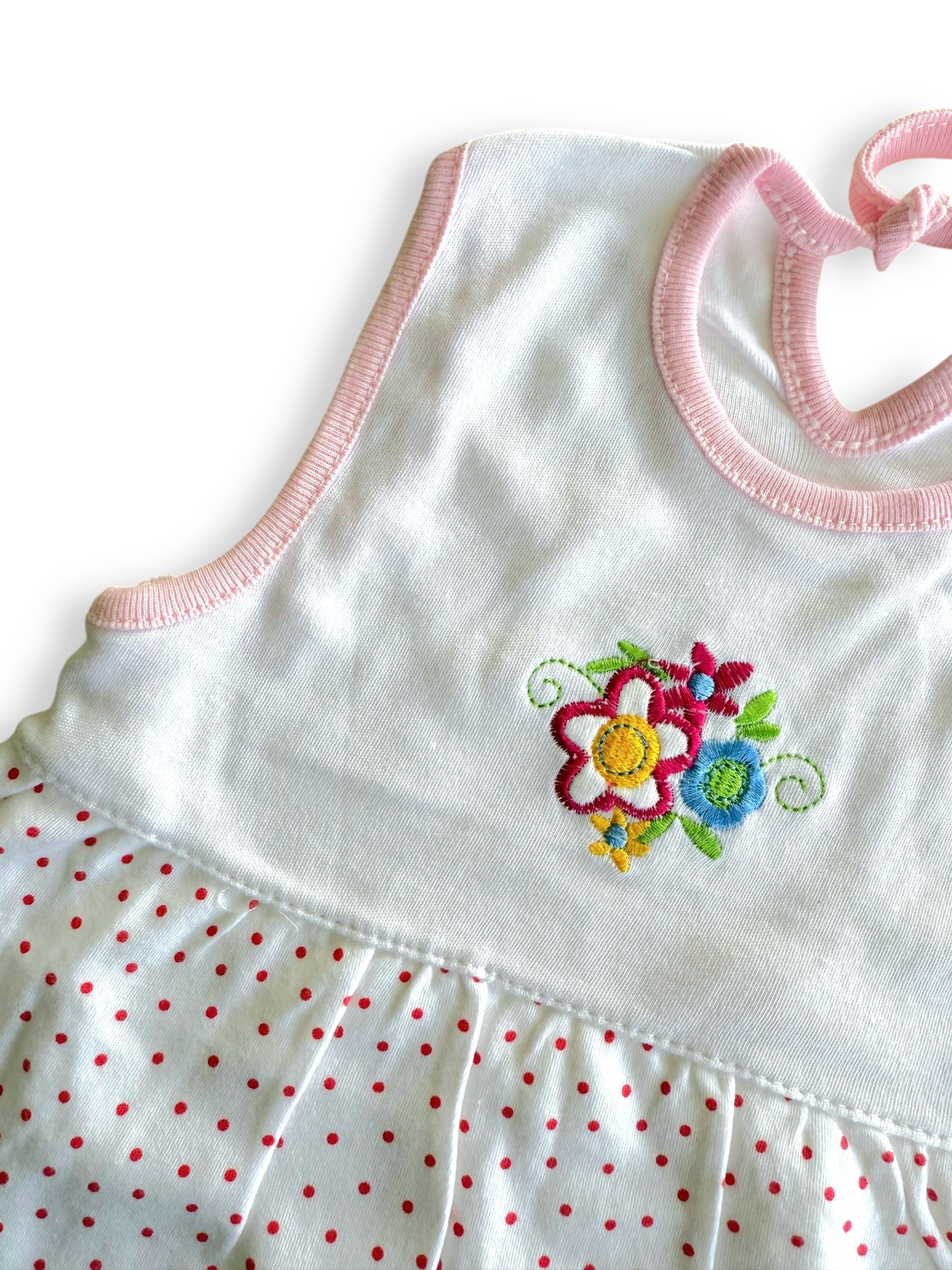 Vintage Look Summer Dress Big Flowers/dots - 6-9m