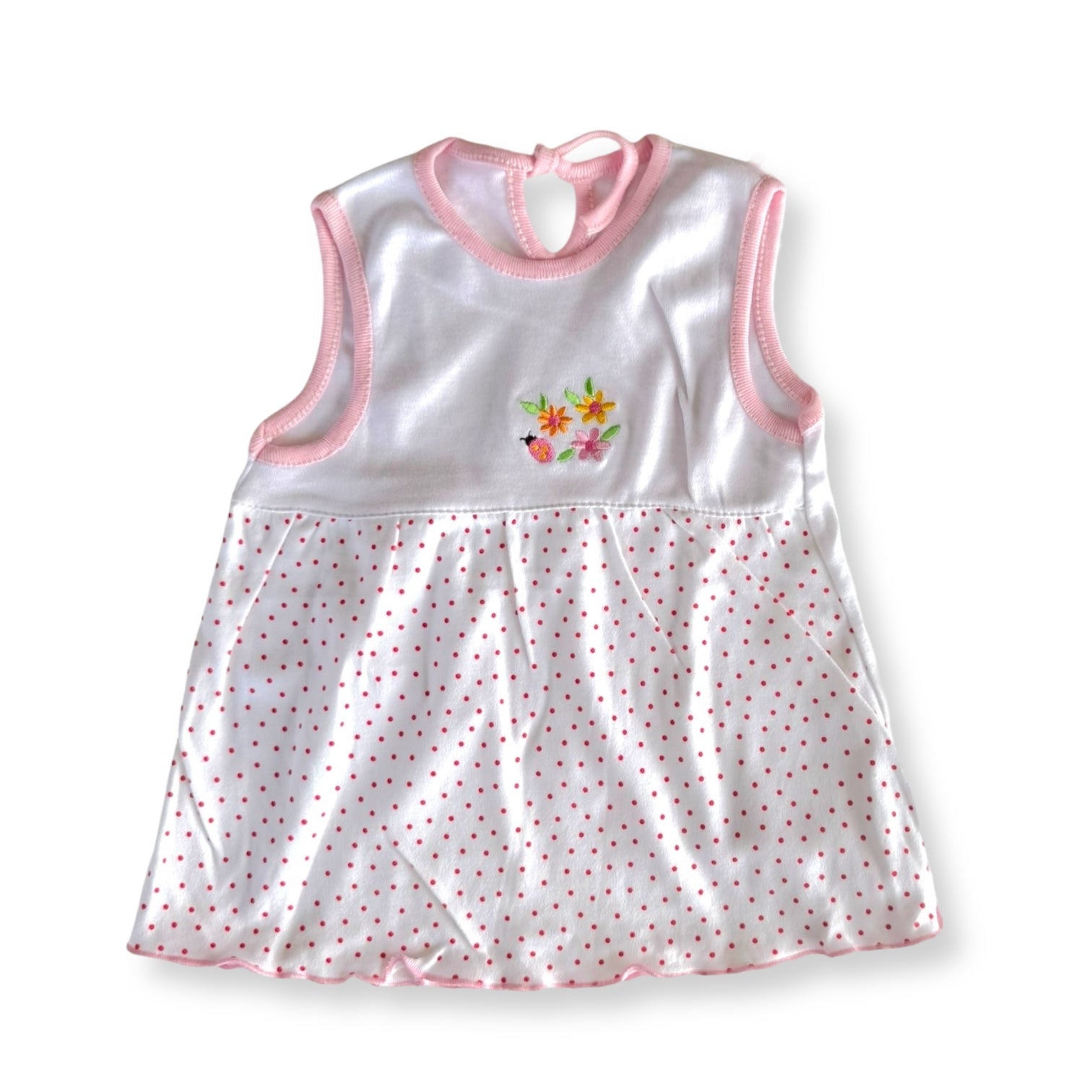 Vintage Look Summer Dress Flowers/Spots - 6-9m