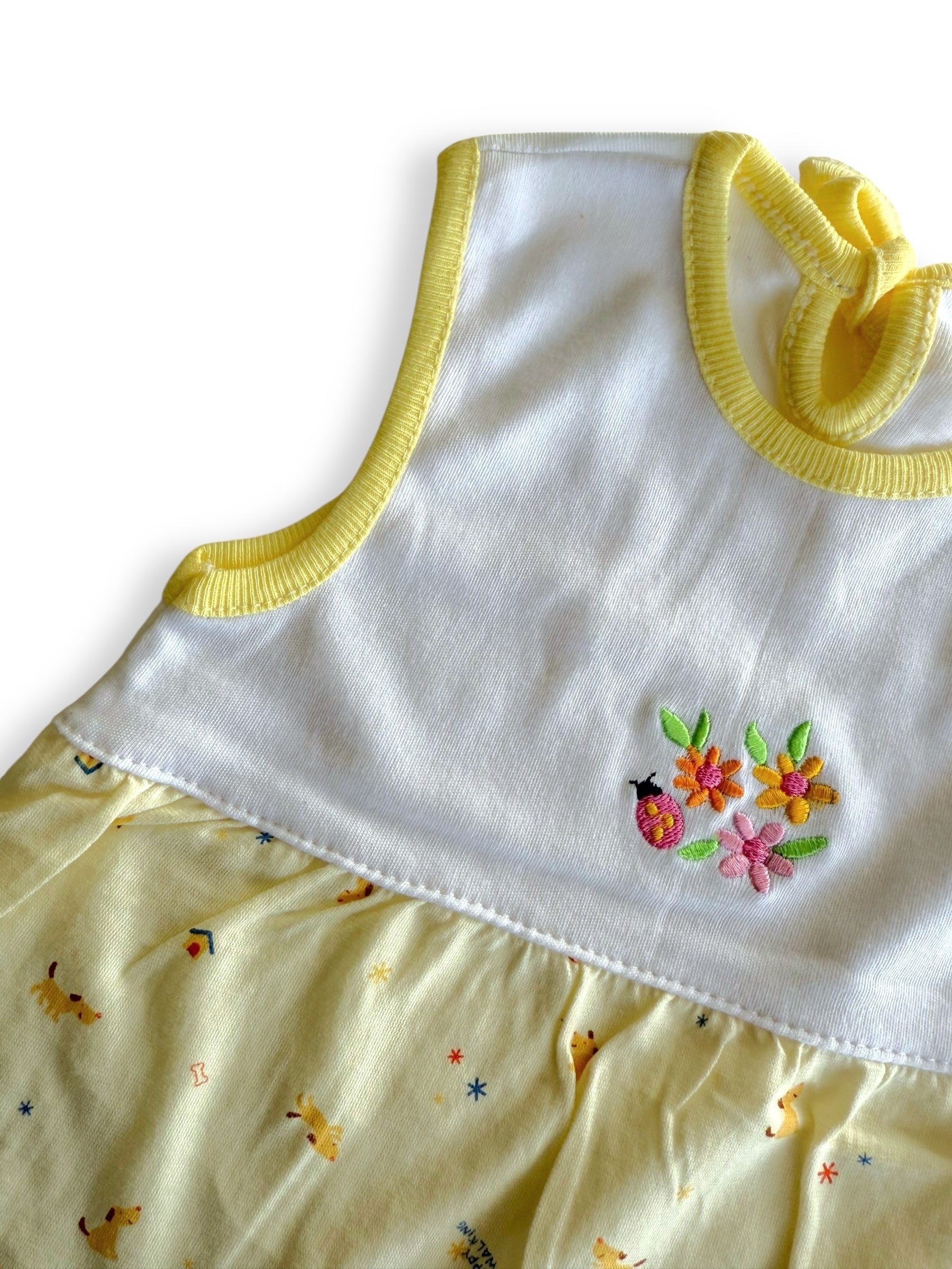 Vintage Look Summer Dress flowers/puppies - 3-6m