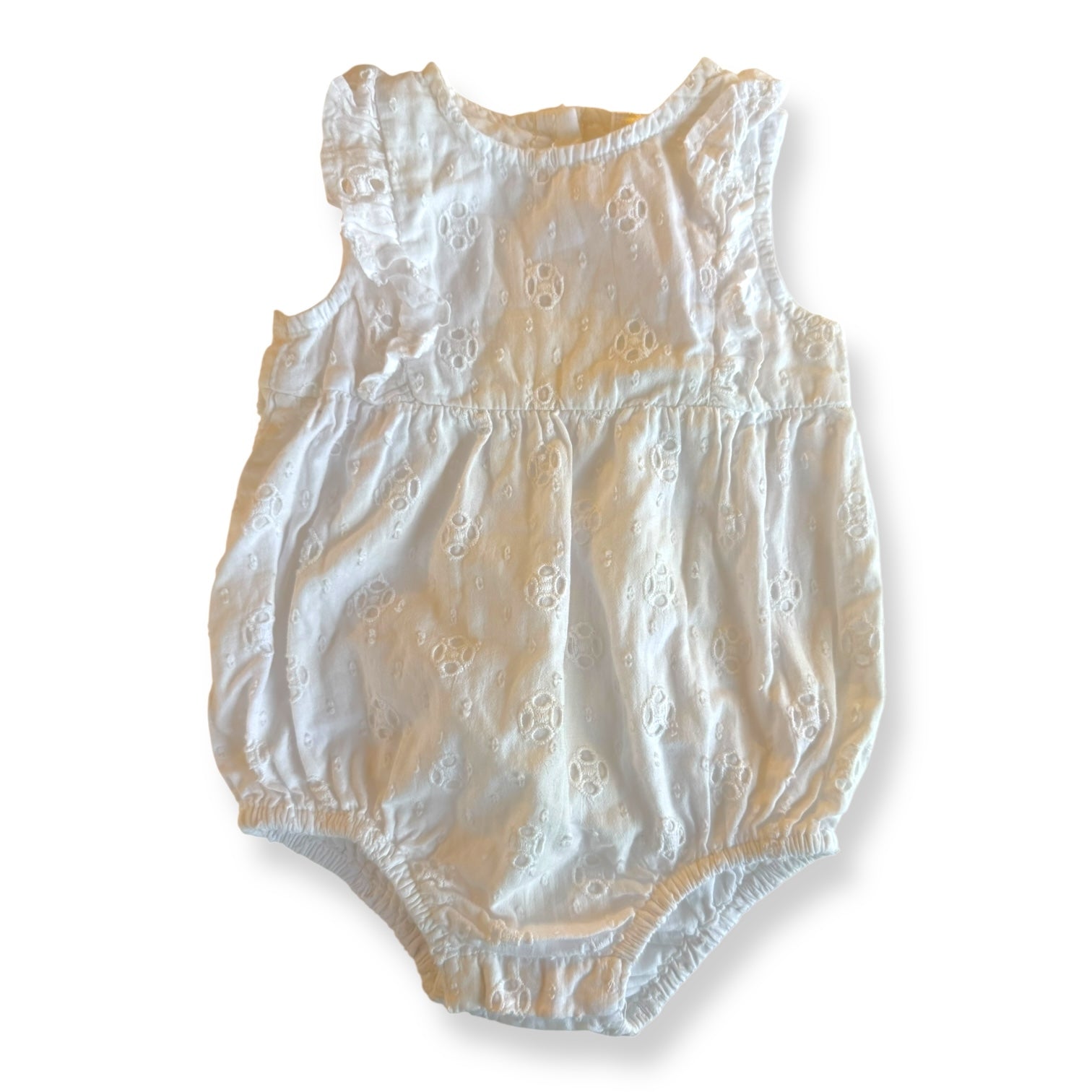 White Frill Romper - 6-12m
