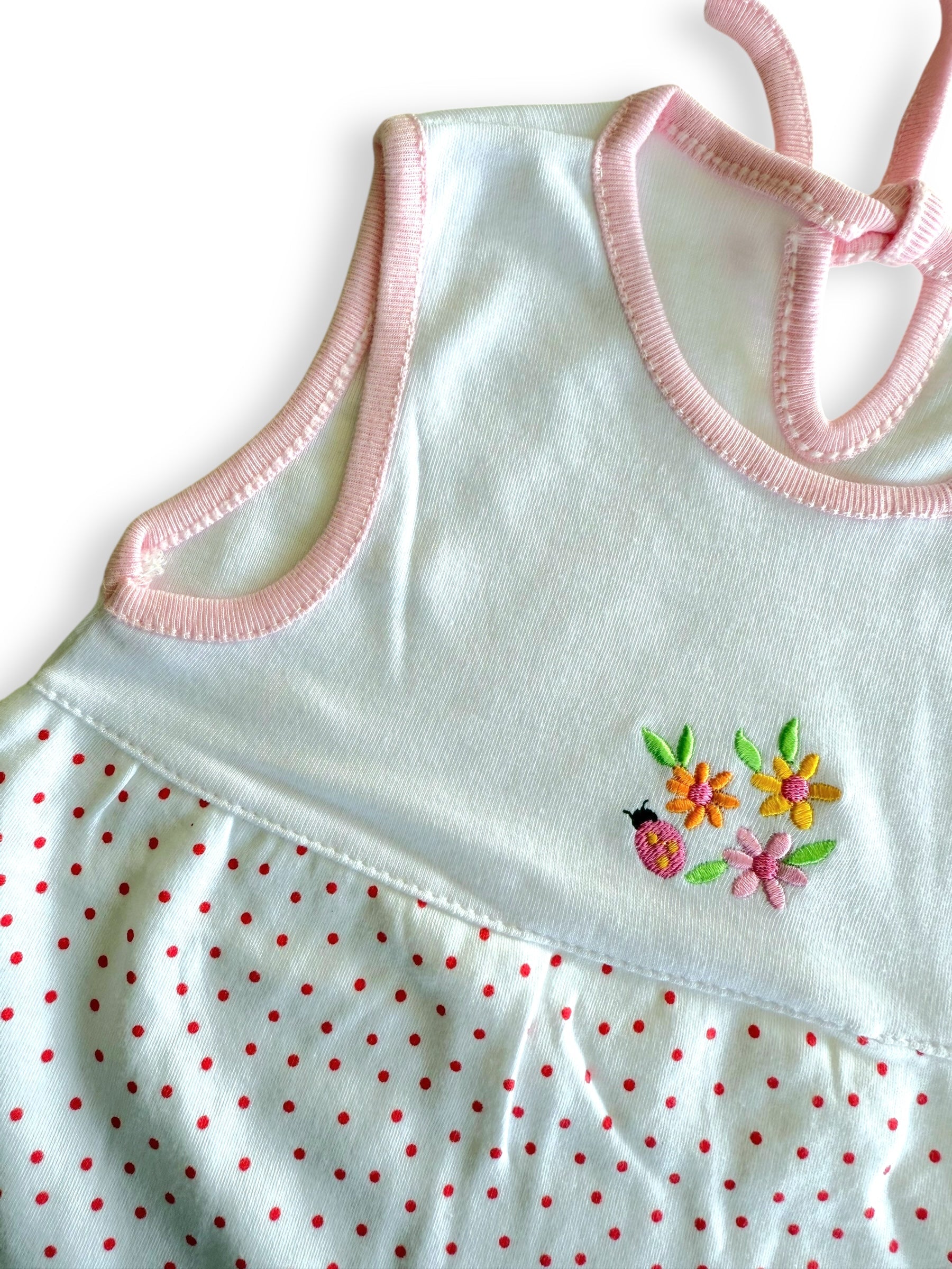 Vintage Look Summer Dress Flowers/Spots - 6-9m