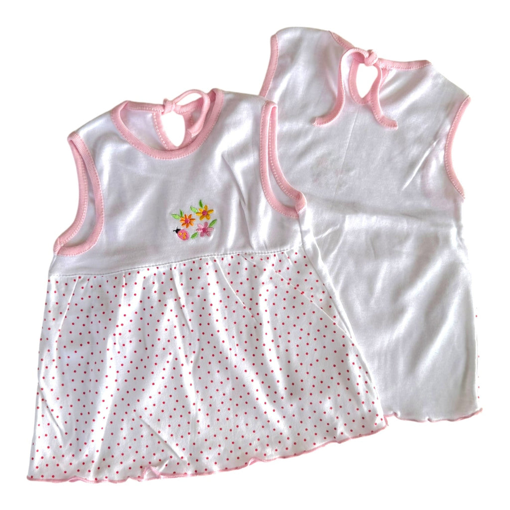 Vintage Look Summer Dress Flowers/Spots - 6-9m