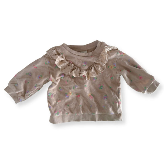 H&M Floral Frill sweatshirt - 4-6m