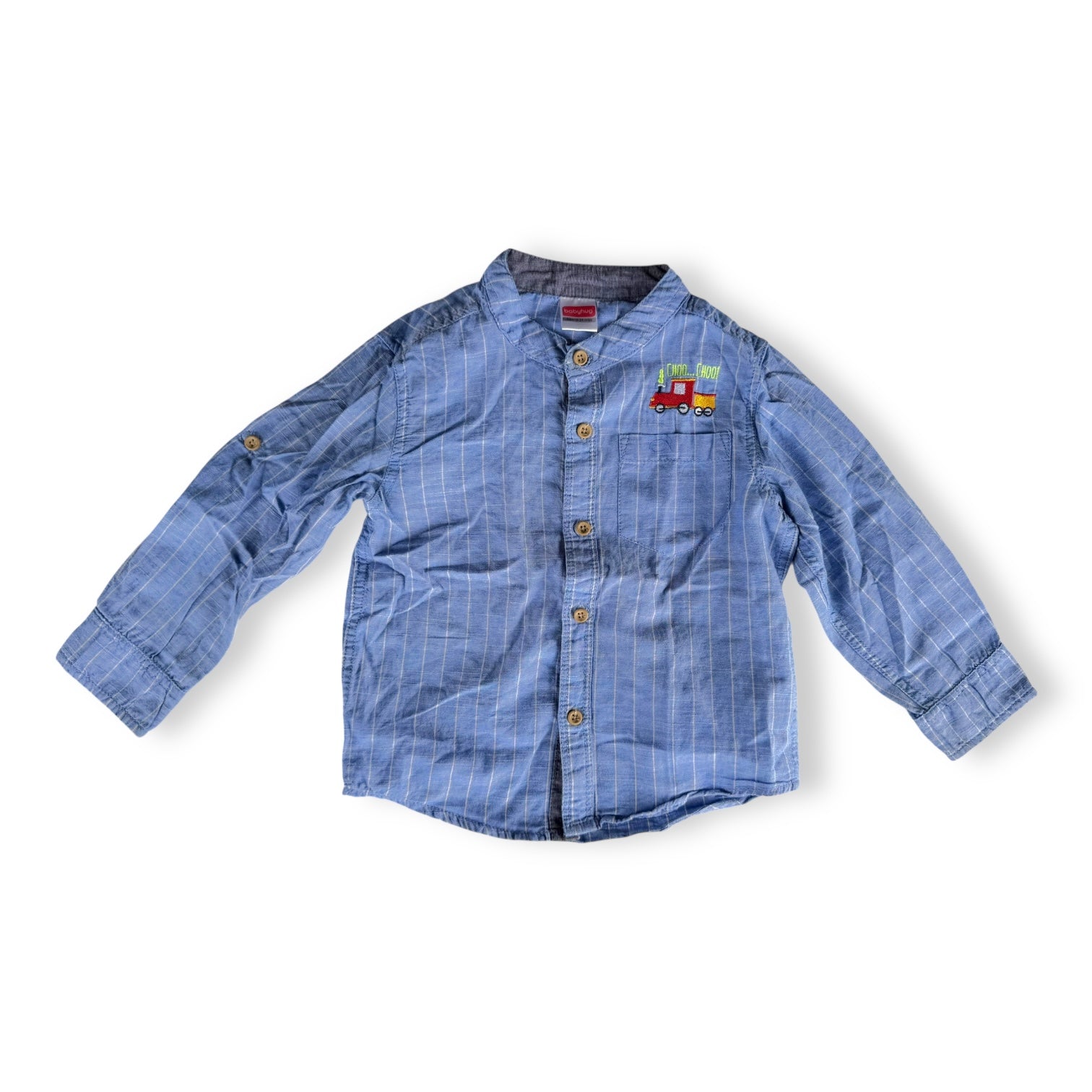 Blue Train Stripe Shirt - Size 2