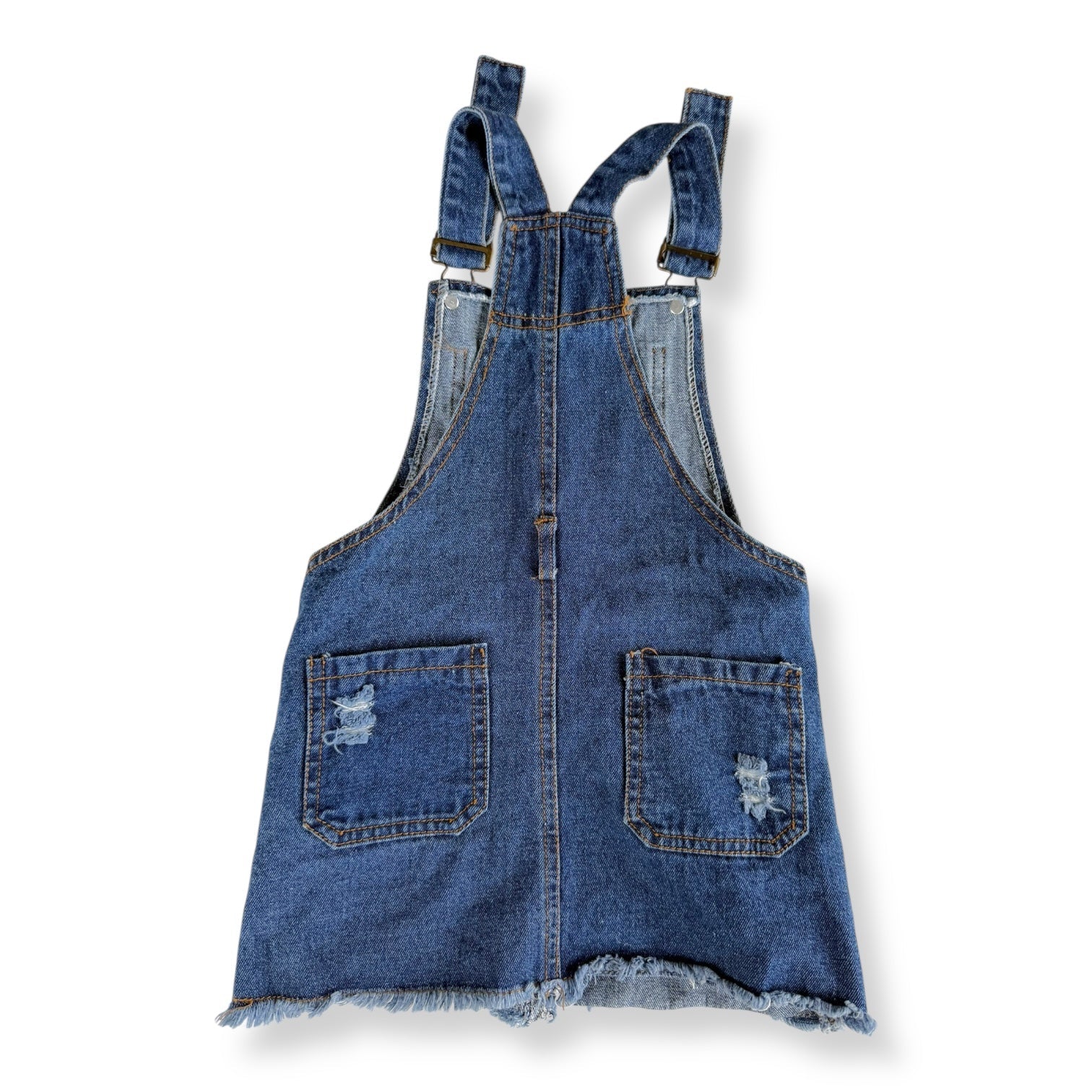 Distressed Denim Pinafore Dress - Size 11