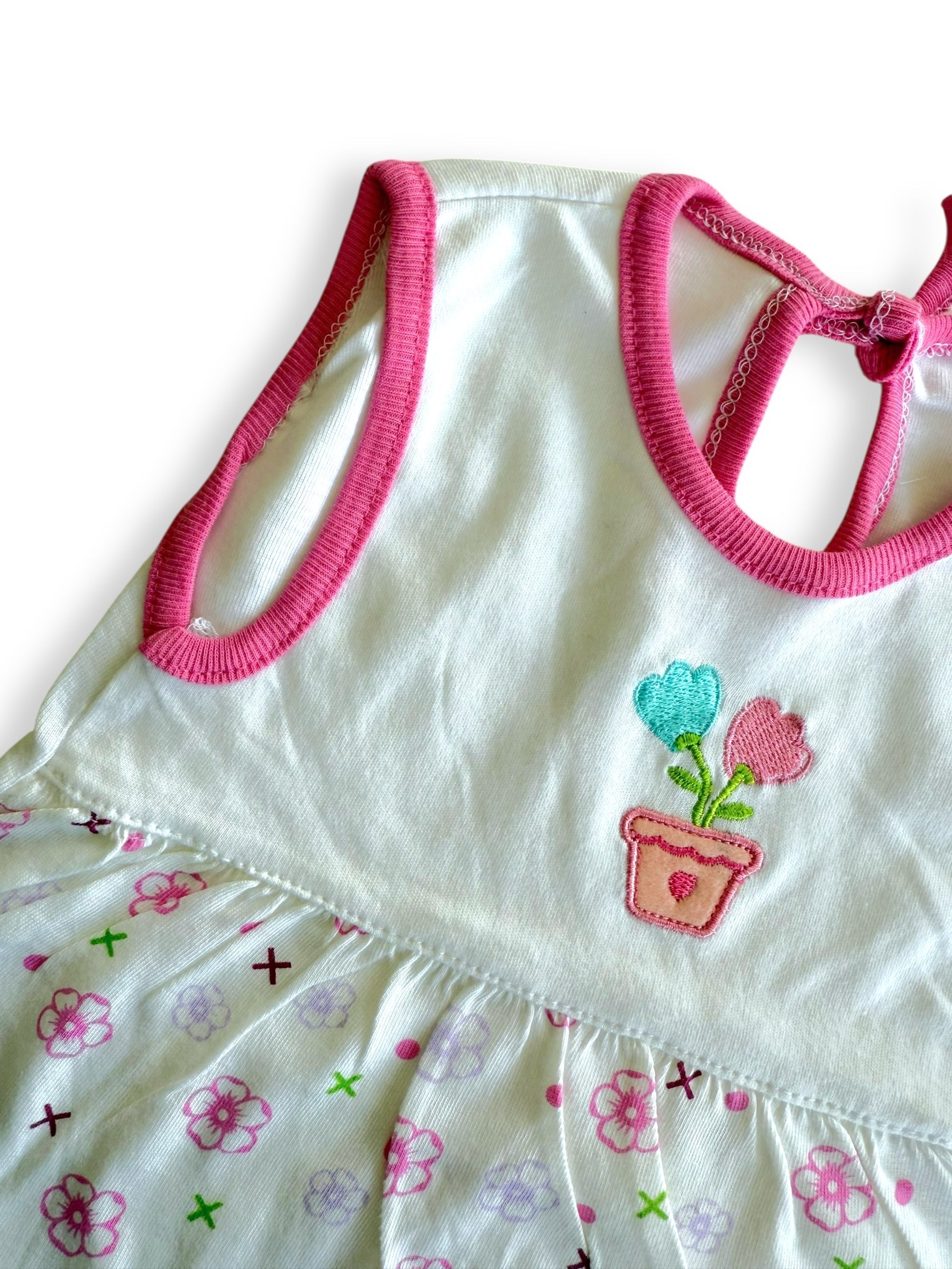 Vintage Look Summer Dress Flower Pot - 6-9m