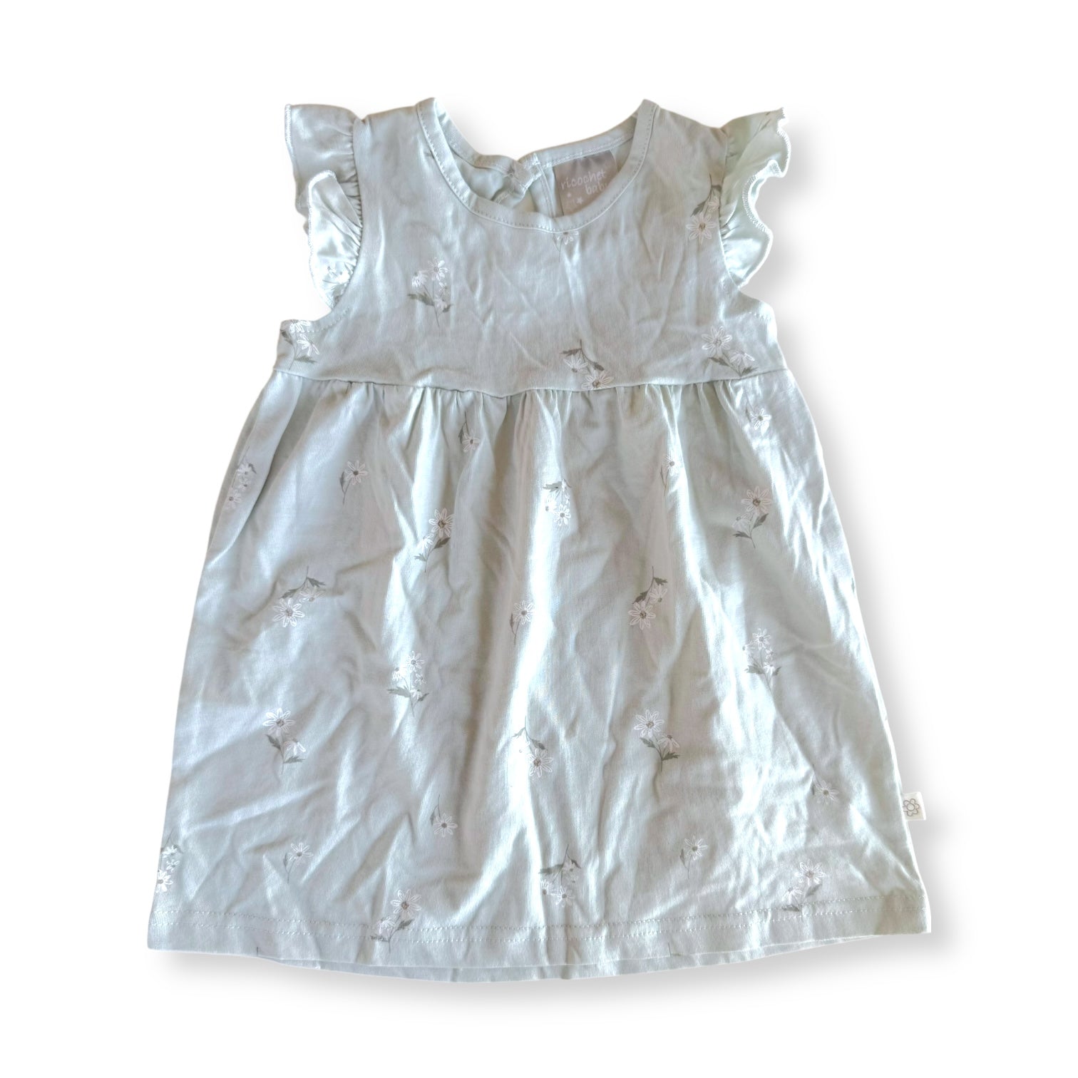 Green Floral Frill Dress - 6-12m - Ricochet