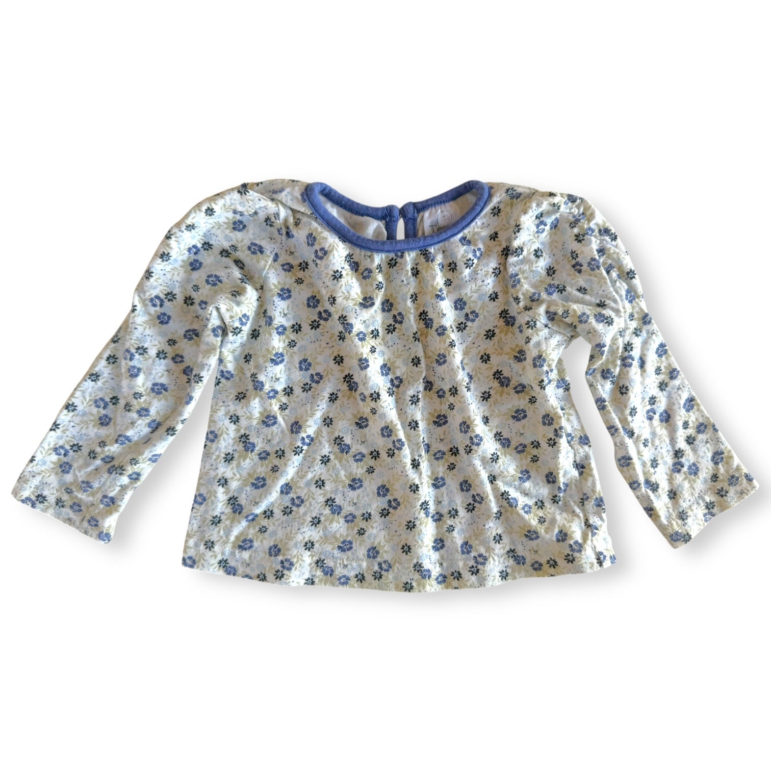 Floral Longsleeve Wht/Blue - 6-9m - Teeny Weeny