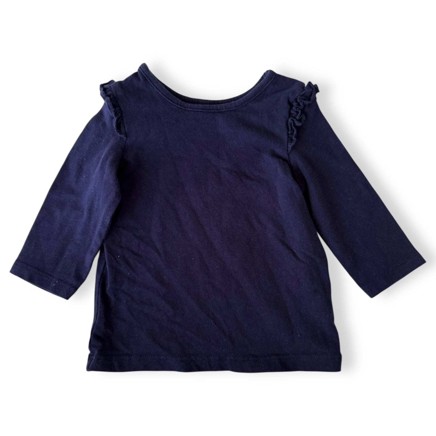 Navy Frill Longsleeve - 0-3m - Dymples