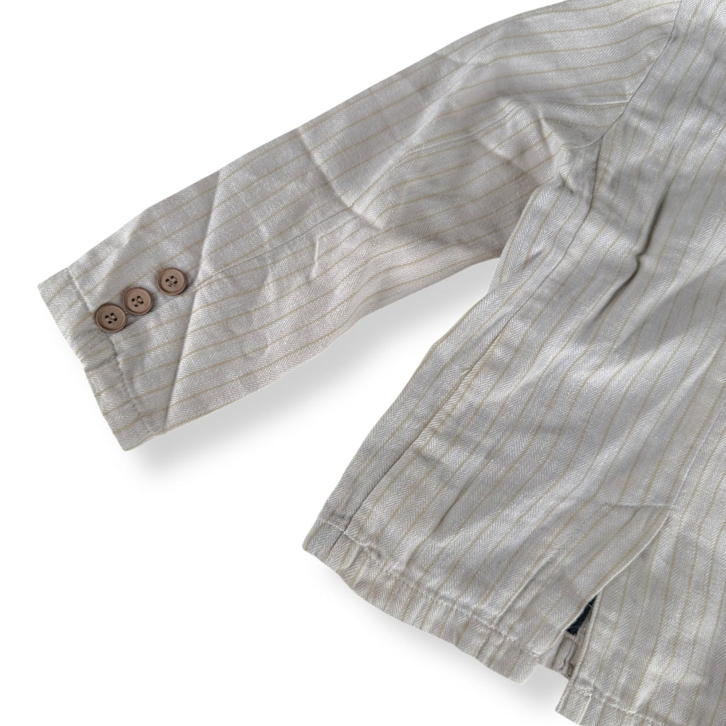 Beige Stripe Cotton Blazer - Size 6