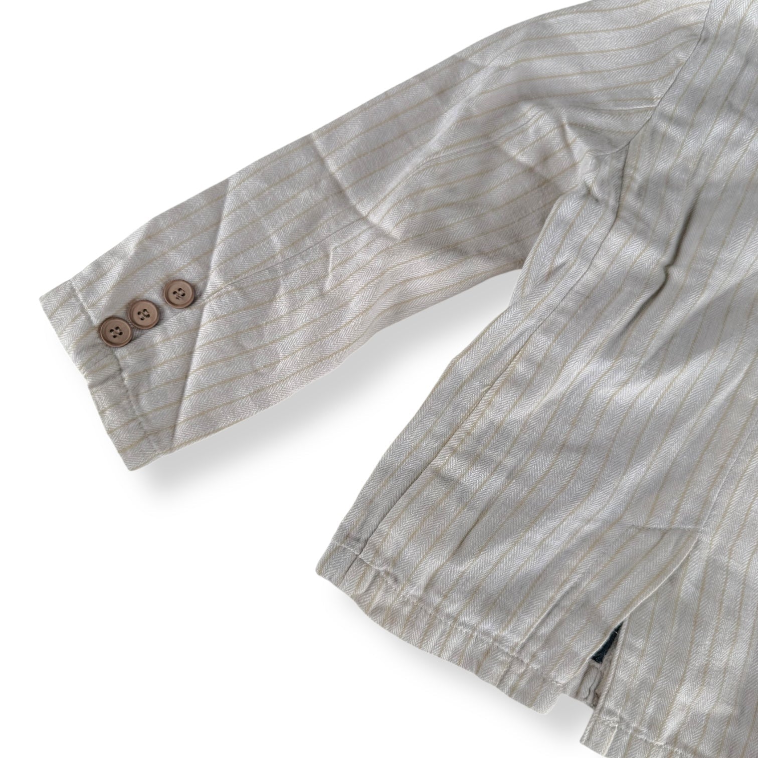 Beige Stripe Cotton Blazer - Size 6