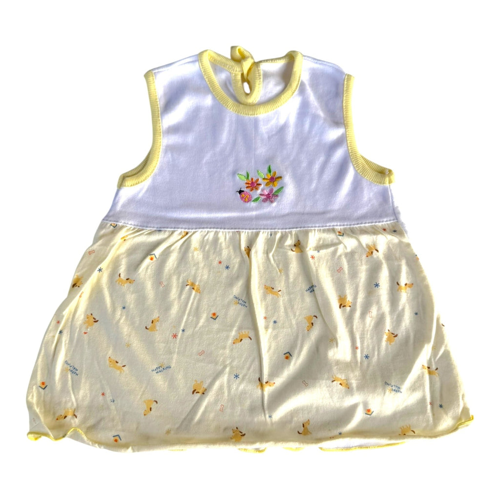 Vintage Look Summer Dress flowers/puppies - 3-6m