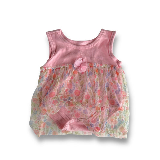 Pink Floral Bodysuit Dress - 3-6m