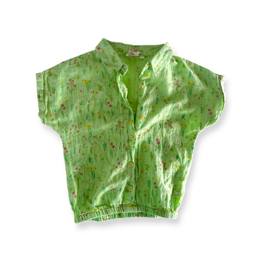 Green Floral Blouse - Size 6-7 *flaw