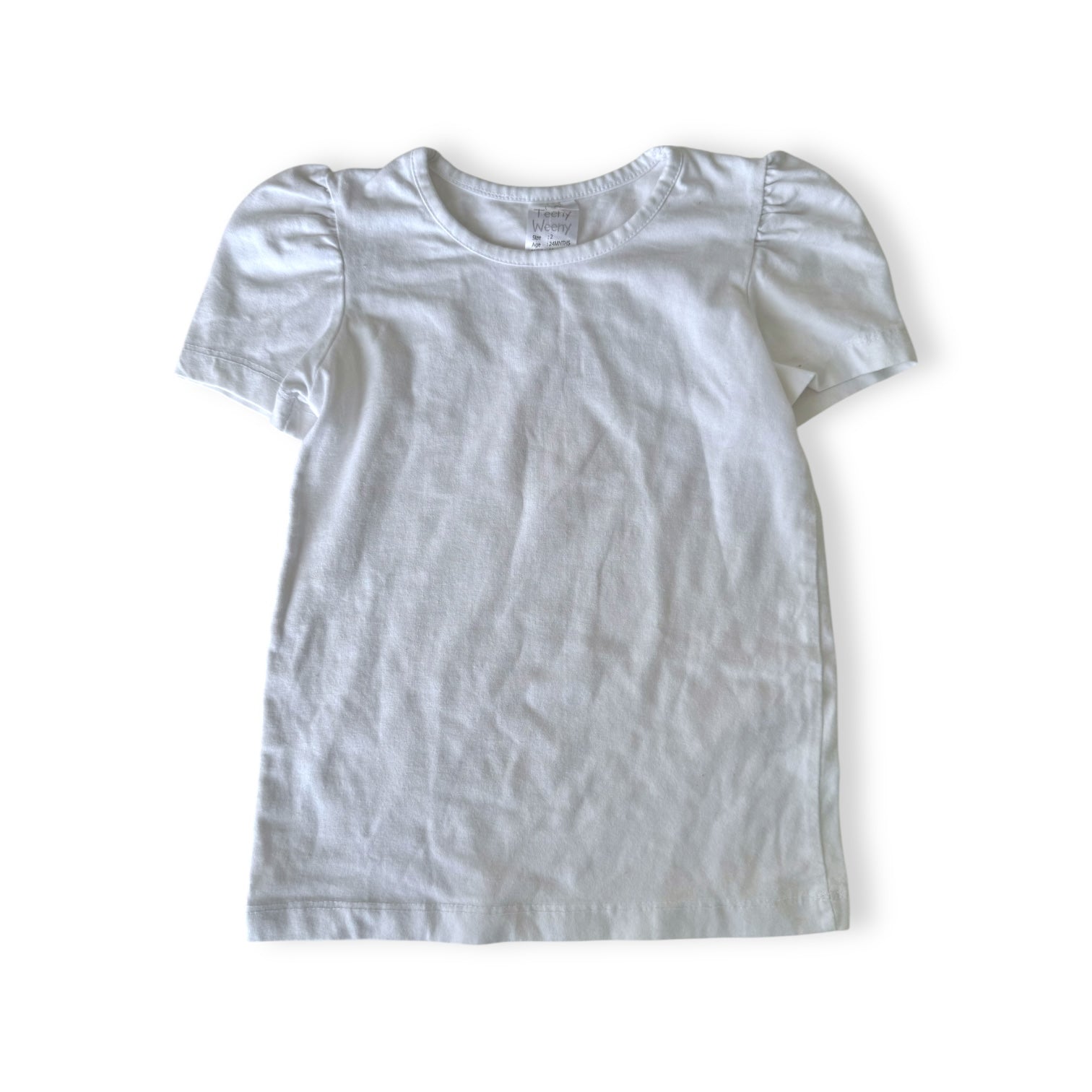 White Puff sleeve Tshirt - Size 2 - Teeny Weeny
