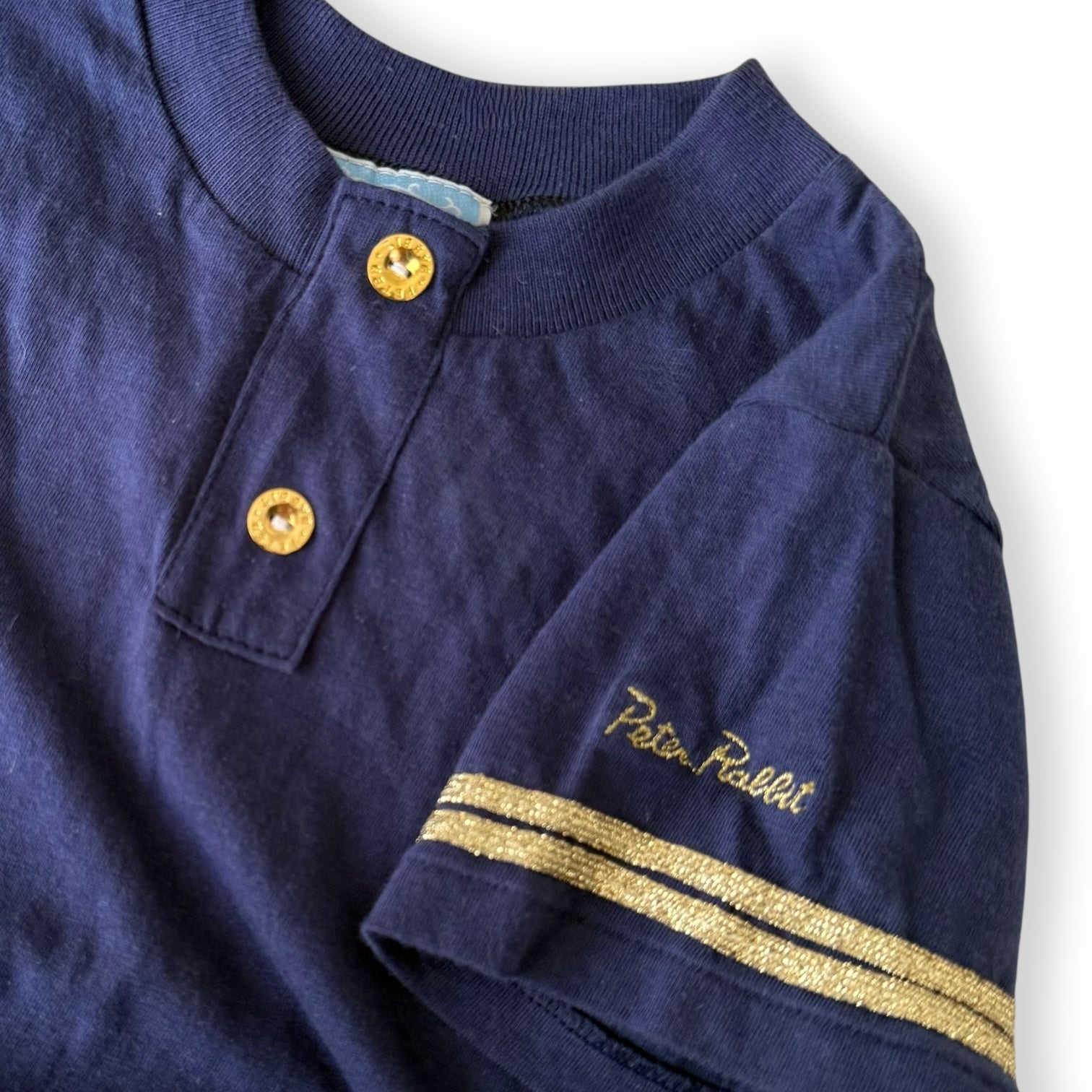 Navy Vintage Peter Rabbit Glitter sleeve Tshirt - Size 2 - Peter Rabbit