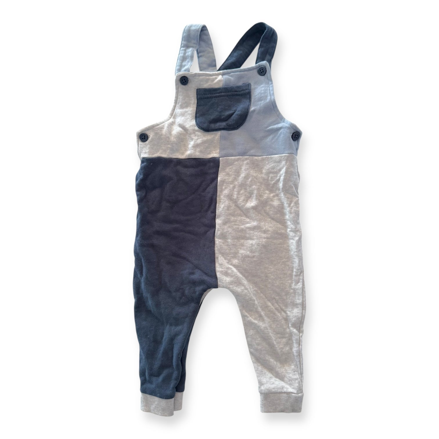 Blue Grey Overalls - 12-18m