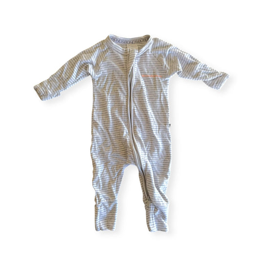Bonds Grey Stripe Wondersuit - NB