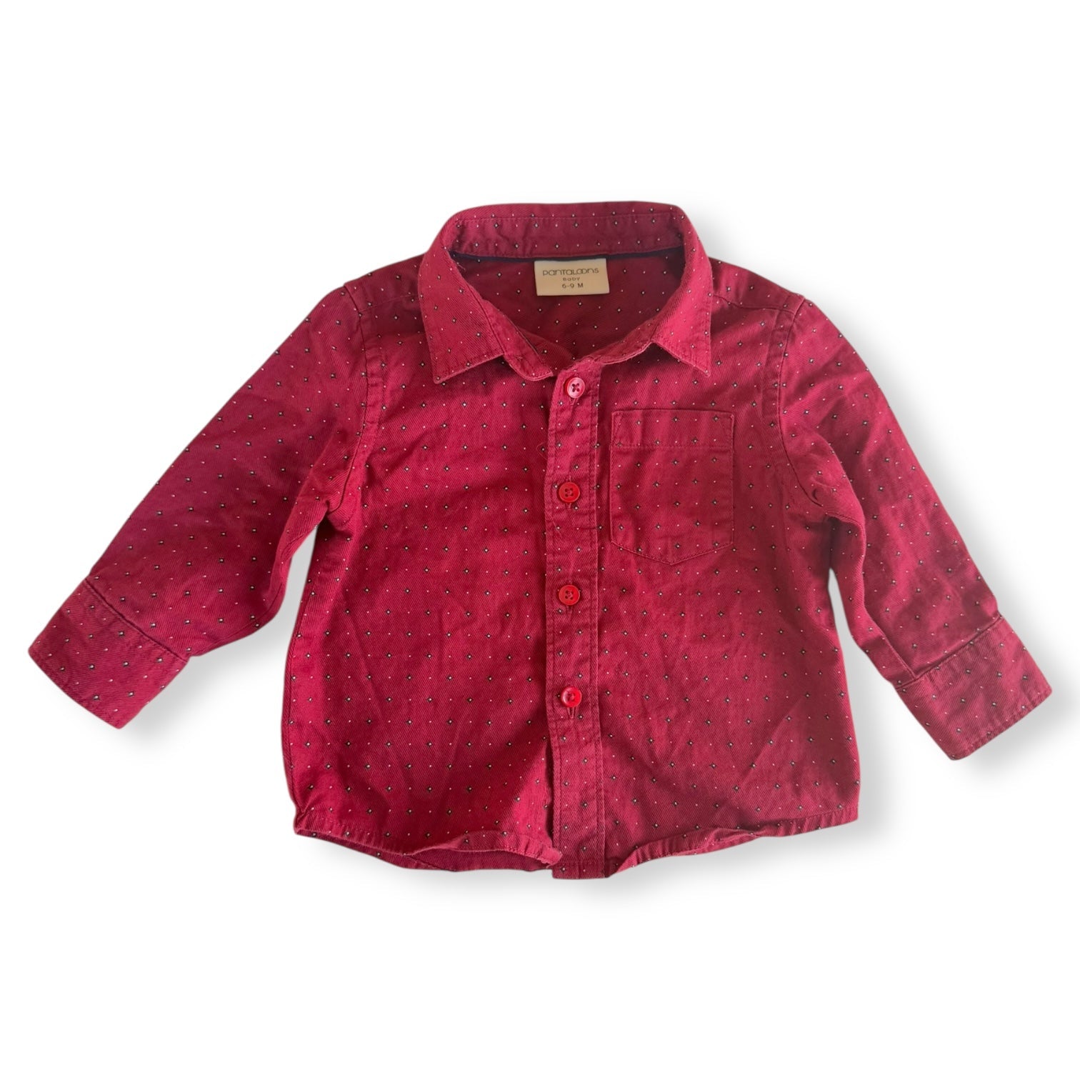 Red Button up Shirt - 6-9m - Pantaloons