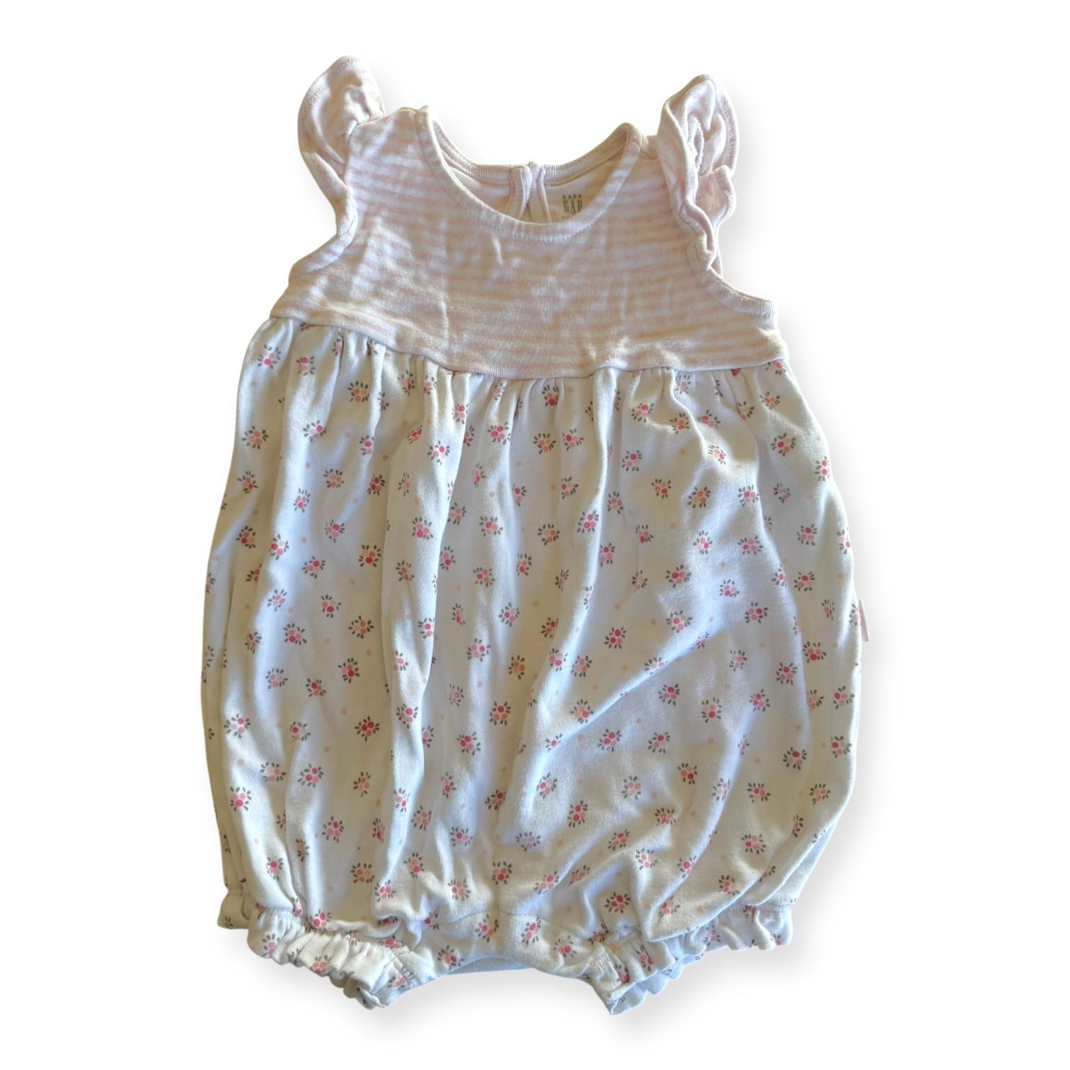 Baby GAP floral stripe romper - 6-12m