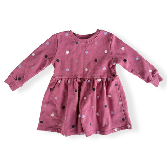 Pink Spot Jersey Dress - Size 3