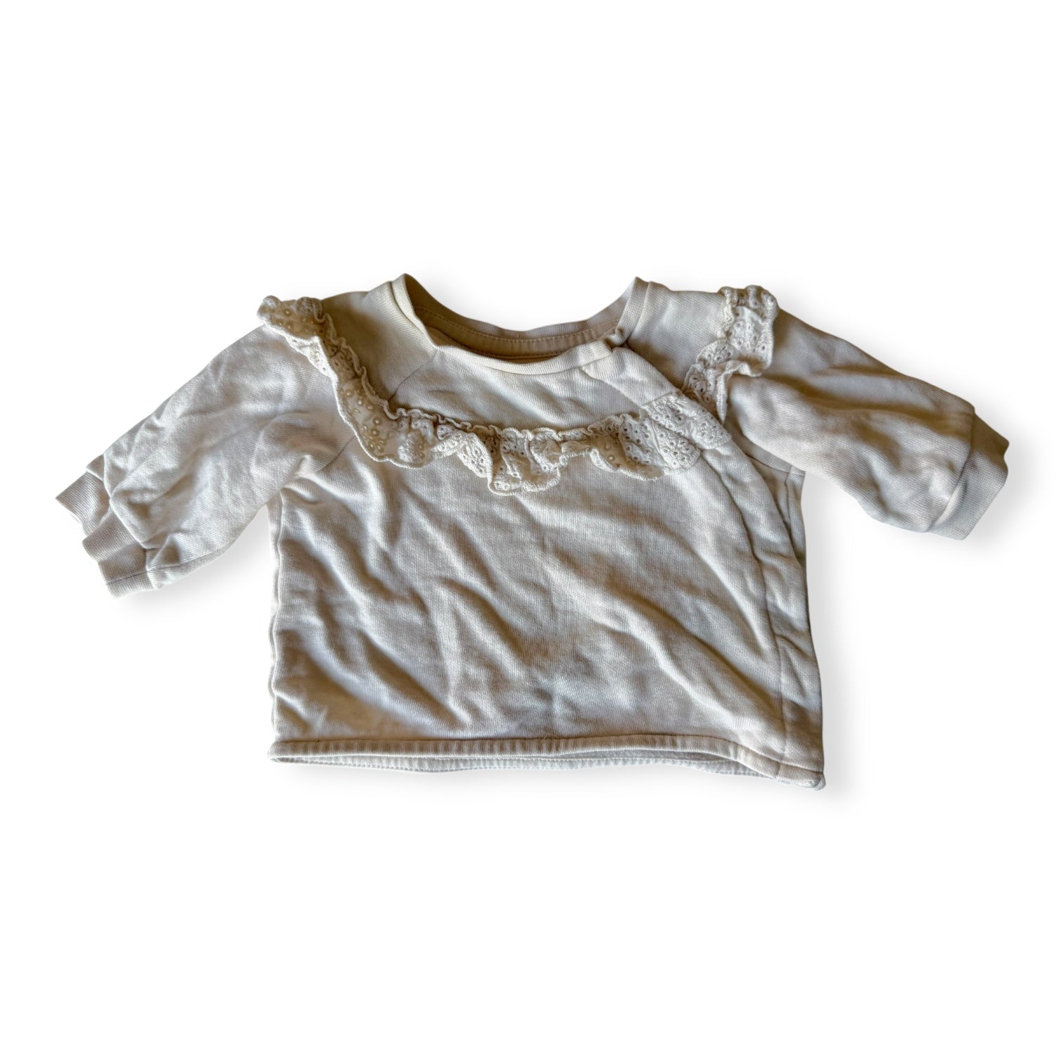 H&M Beige Frill Sweatshirt - 1-2 months