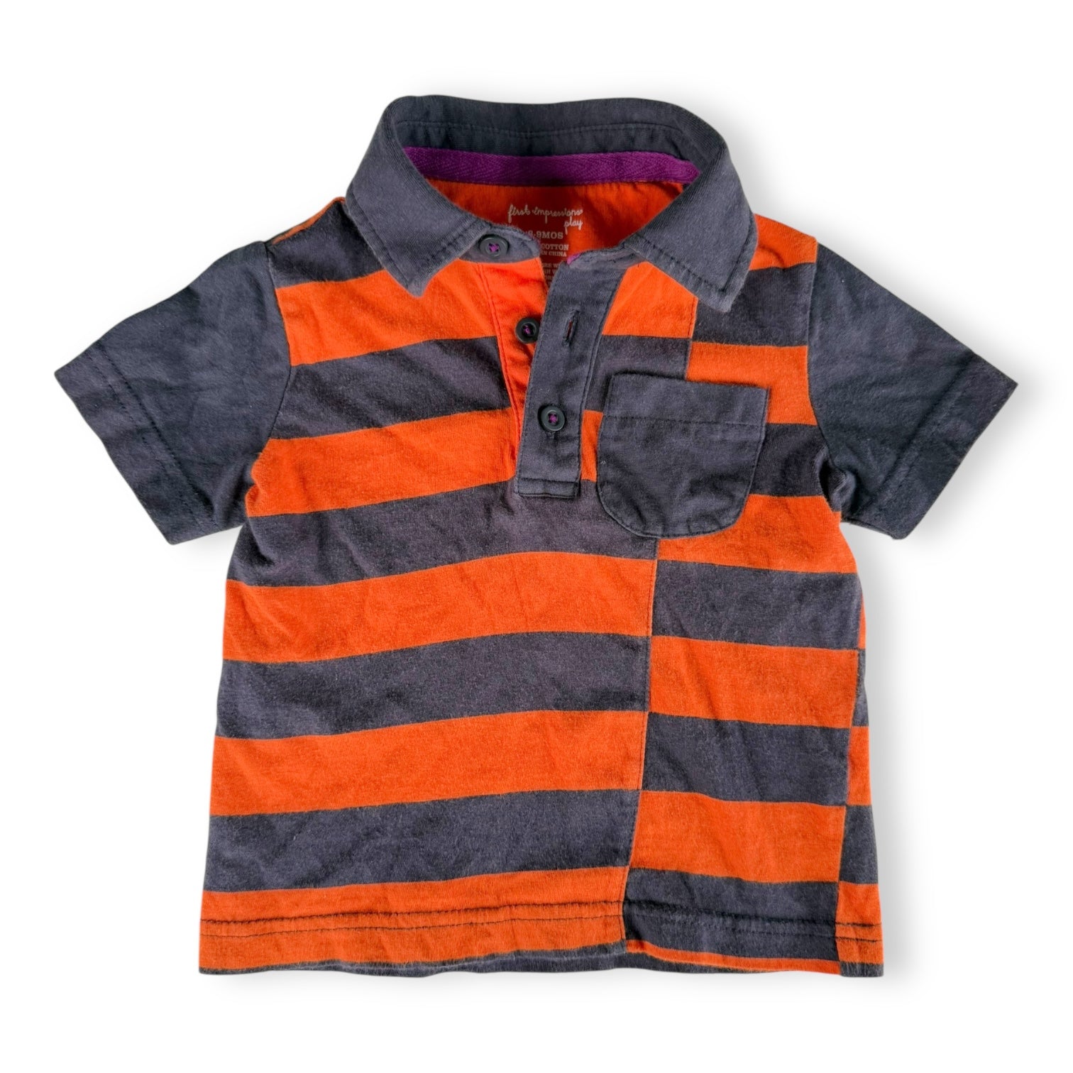 Orange Stripe Polo - 6-9m