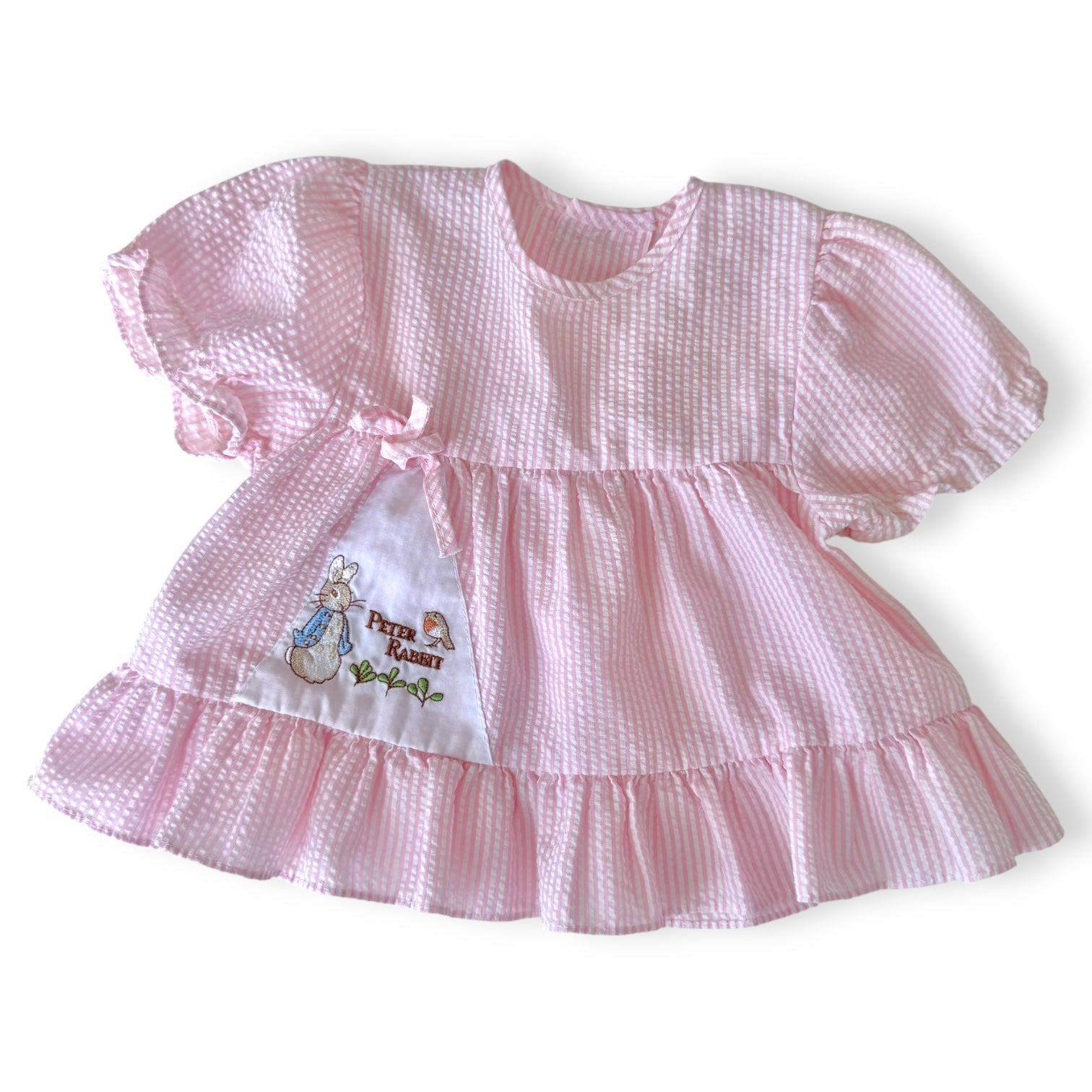 Pink Pinstripe Vintage Babydoll Top - 3-6m - Peter Rabbit