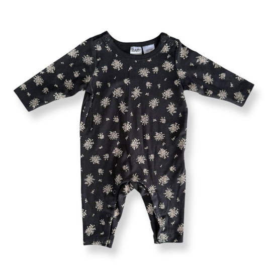 Black Floral Romper - 0-3m