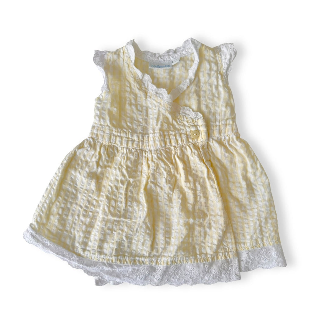 Yellow Checkered Wrap Dress - 3-6m - JoJo Maman Bebe