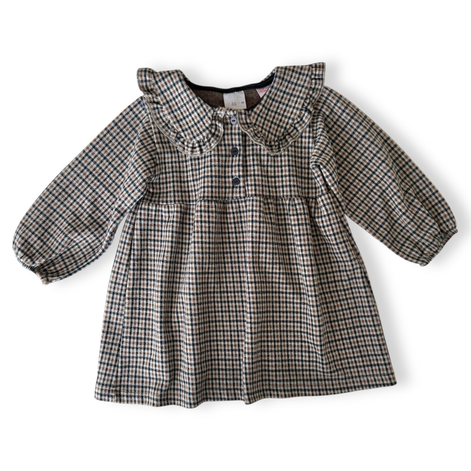 Collared Checkered Dress - Size 2-3 - ZARA