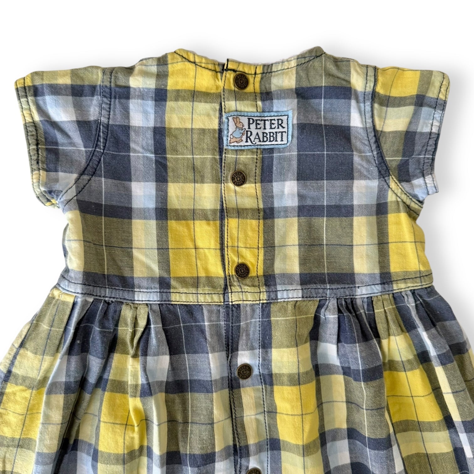 Vintage Yellow Checkered Peter Rabbit Dress - Size 1 - Peter Rabbit