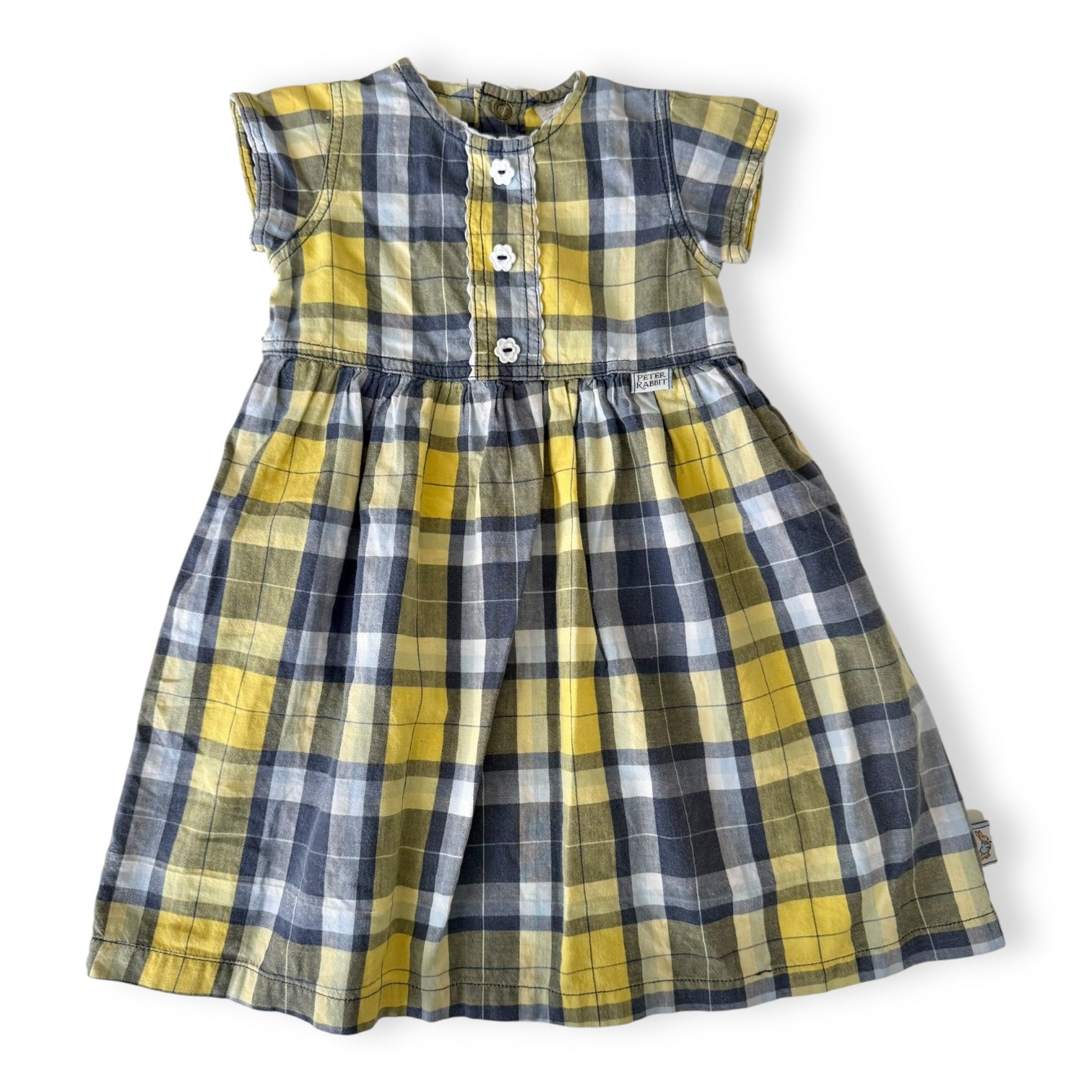 Vintage Yellow Checkered Peter Rabbit Dress - Size 1 - Peter Rabbit