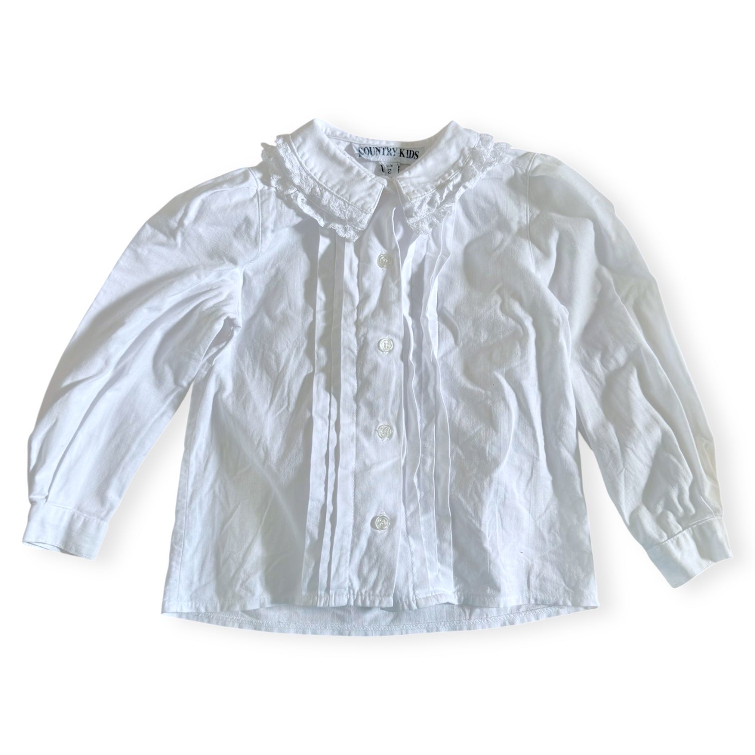White Frill Collar Shirt - Size 1-2 - Country Kids